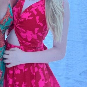 Elegant Red Floral Maxi Dress